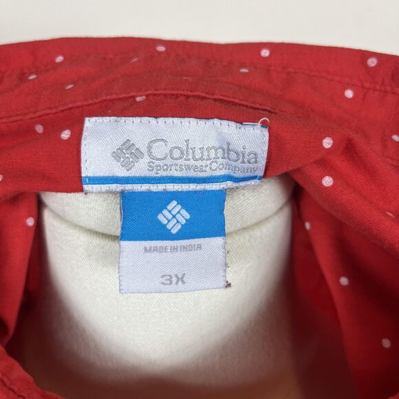 Columbia PFG Shirt Dress Womens 3X Red Polka Dot Sleeveless Fishing Pockets - Picture 8 of 10